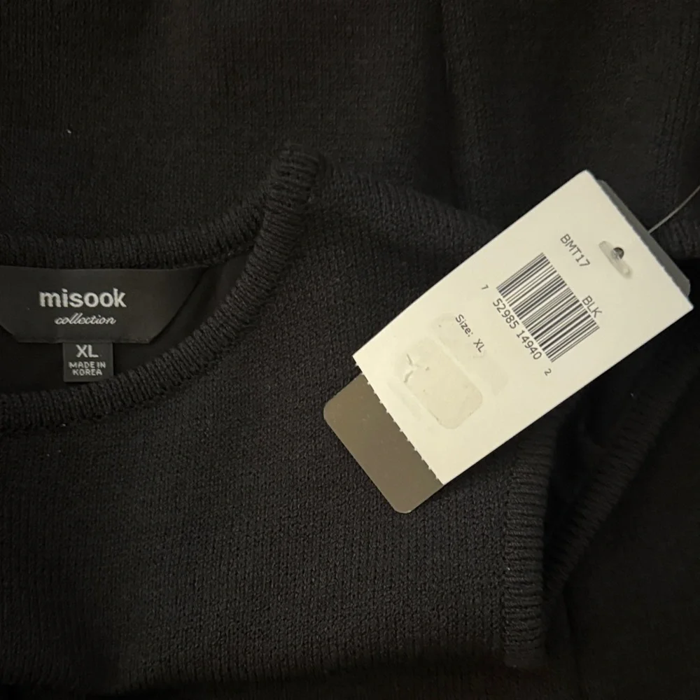 NWT MISOOK COLLECTION BLACK SLEEVELESS BACK ZIP WOOL BLEND KNIT TOP SZ XL